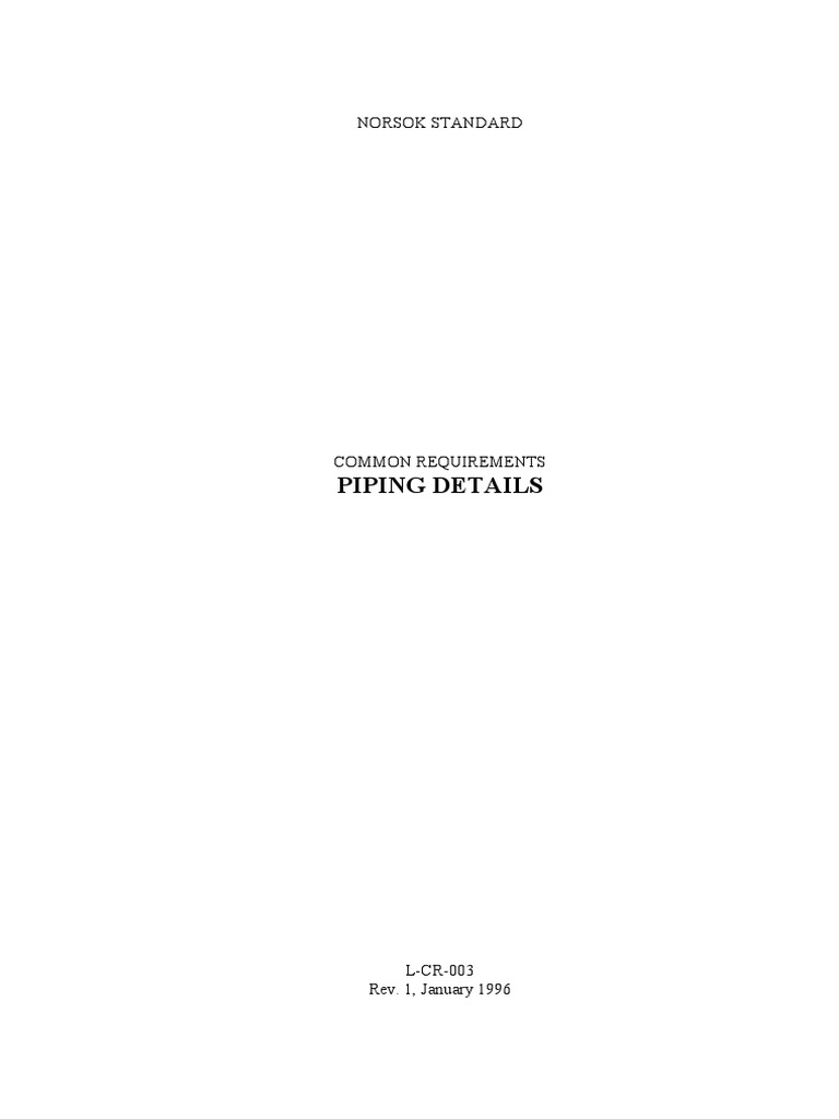 NORSOK L-CR-003 Piping Details | PDF | Pipe (Fluid Conveyance) | Valve