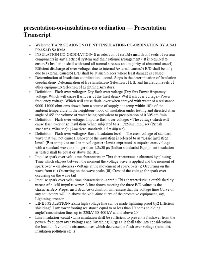 Insulation Coordination in Electrical Systems | PDF | Insulator ...