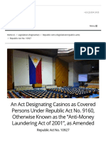 R.a. No. 10927 • an Act Designating Casinos as Covered Persons Under R.a. No