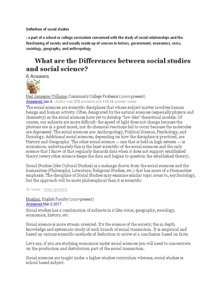 What Are The Differences Between Social Studies and Social Science