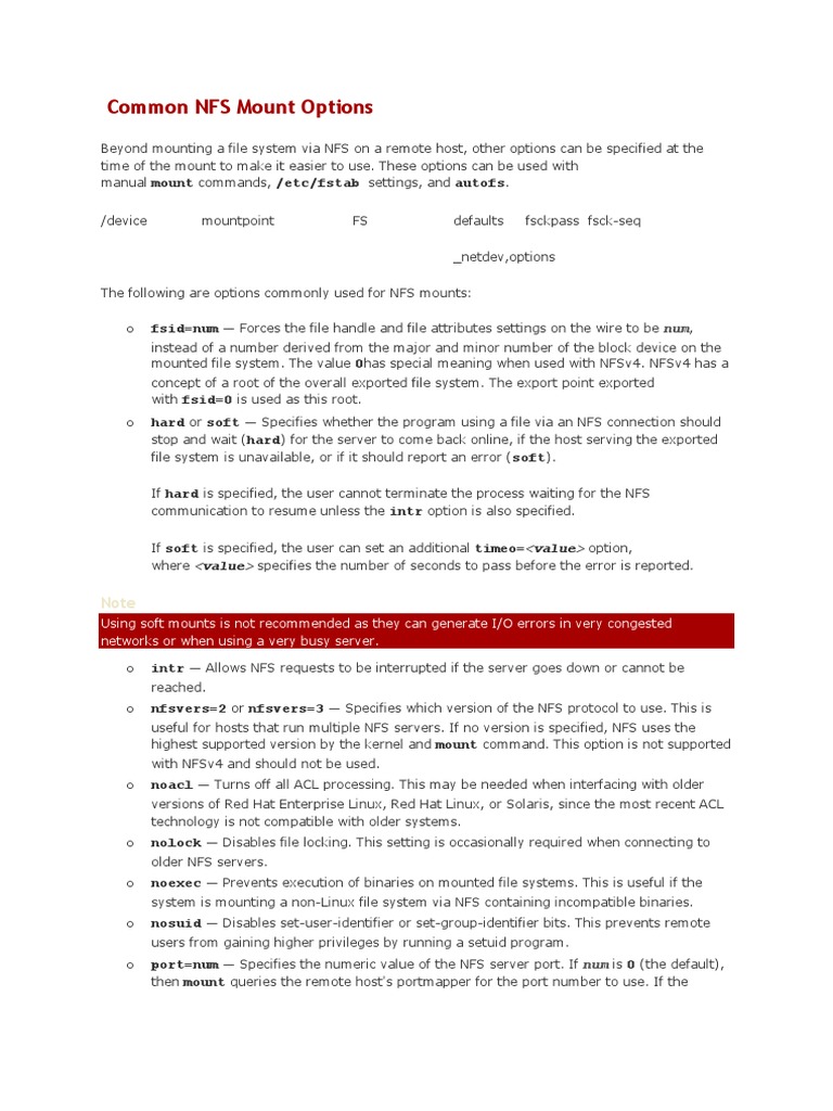 Common NFS Mount Options A Guide to Frequently Used Options for