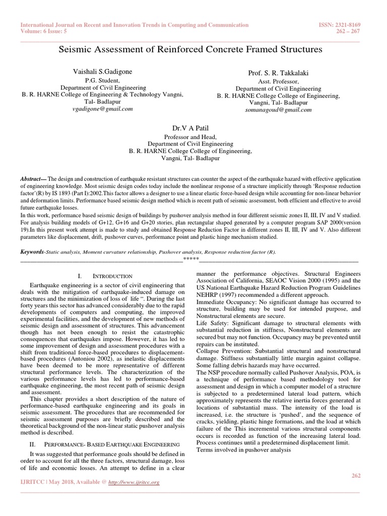 Seismic Assessment of Concrete Structures | PDF | Earthquake ...