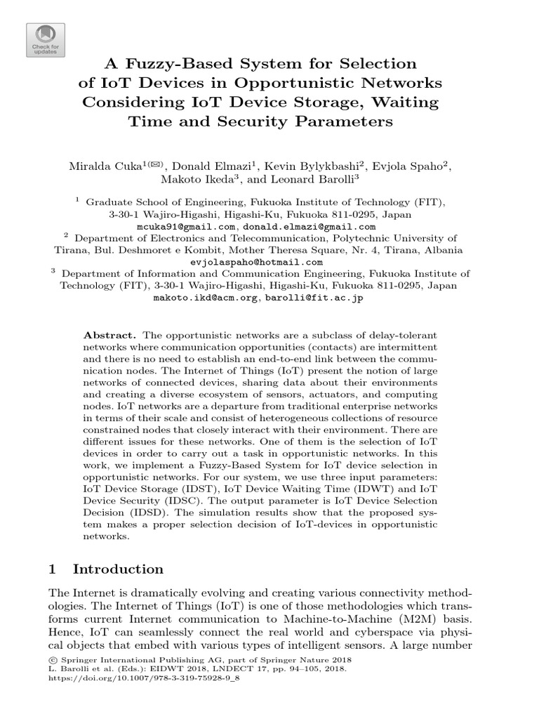 A Fuzzy-Based System For Selection of Iot Devices in Opportunistic ...