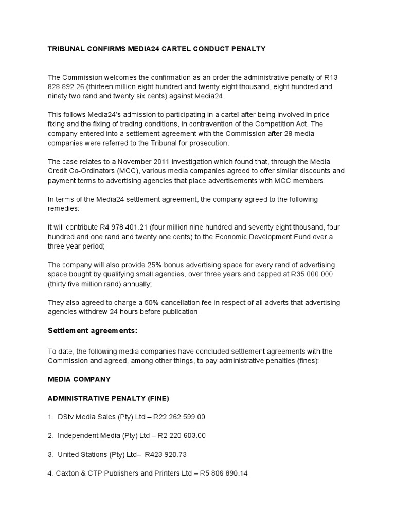 Competition Commission Statement On Media 24 | PDF | Advertising | Business