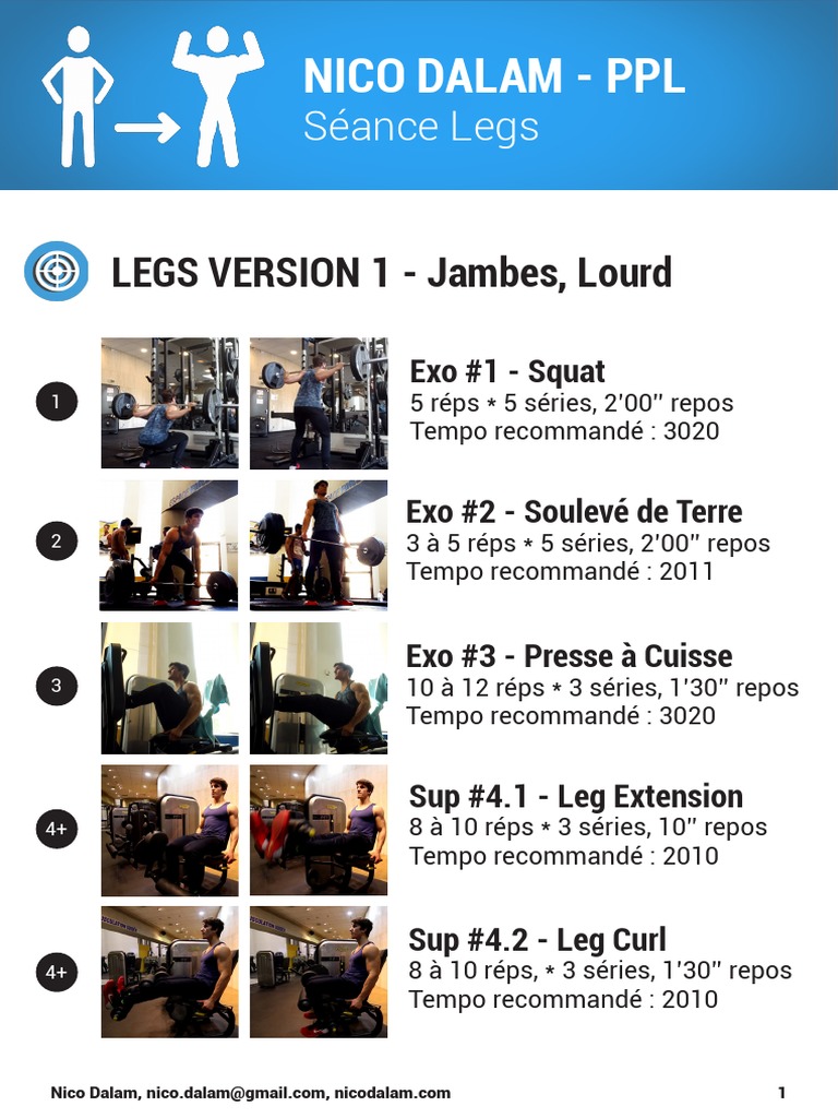 Programme PPL : Séance Jambes détaillée | PDF | Des sports ...
