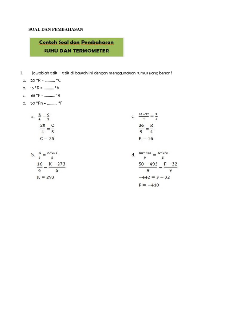 Kumpulan Contoh Soal: Contoh Soal Termometer X