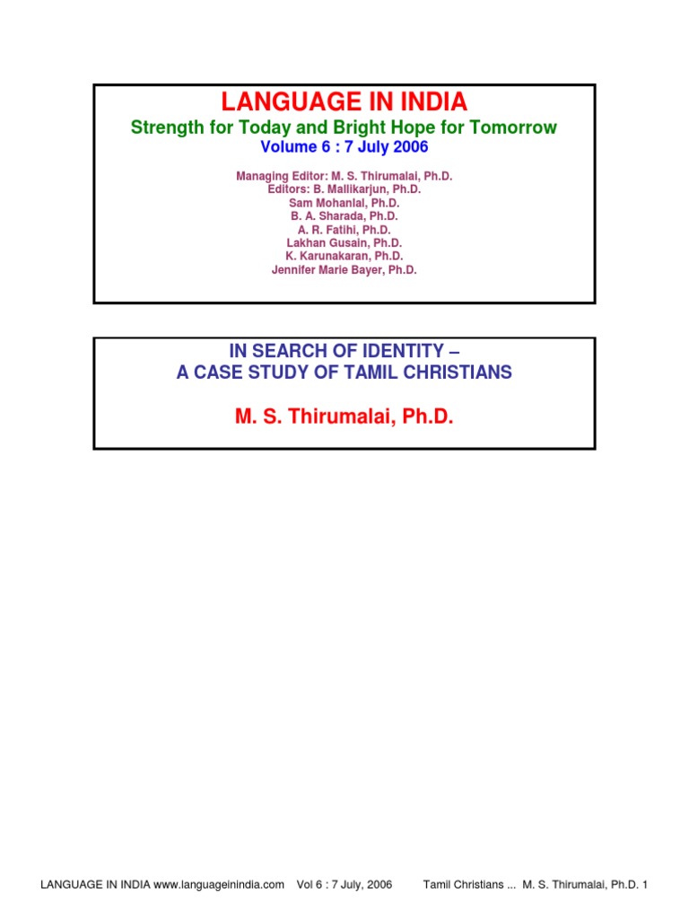 Identity PDF PDF Tamil Language Translations