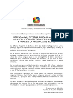 Defensa Civil Entrega Ayuda Humanitaria A Población Afectada Por Las Heladas y Bajas Temperatura en Yauyos