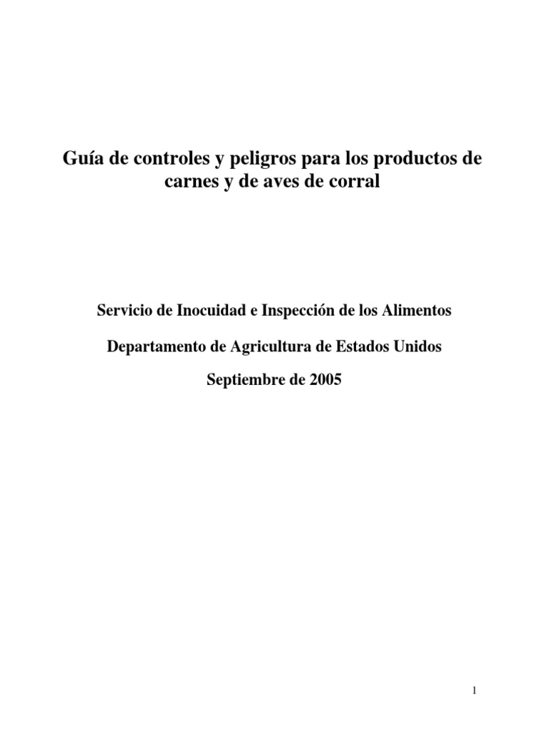 Meat and Poultry Hazards Controls Guide Spanish PDF Carne
