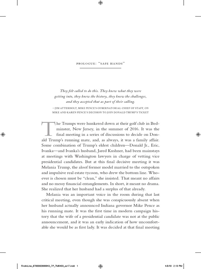 First in Line PDF Mike Pence Executive Branch Of The United