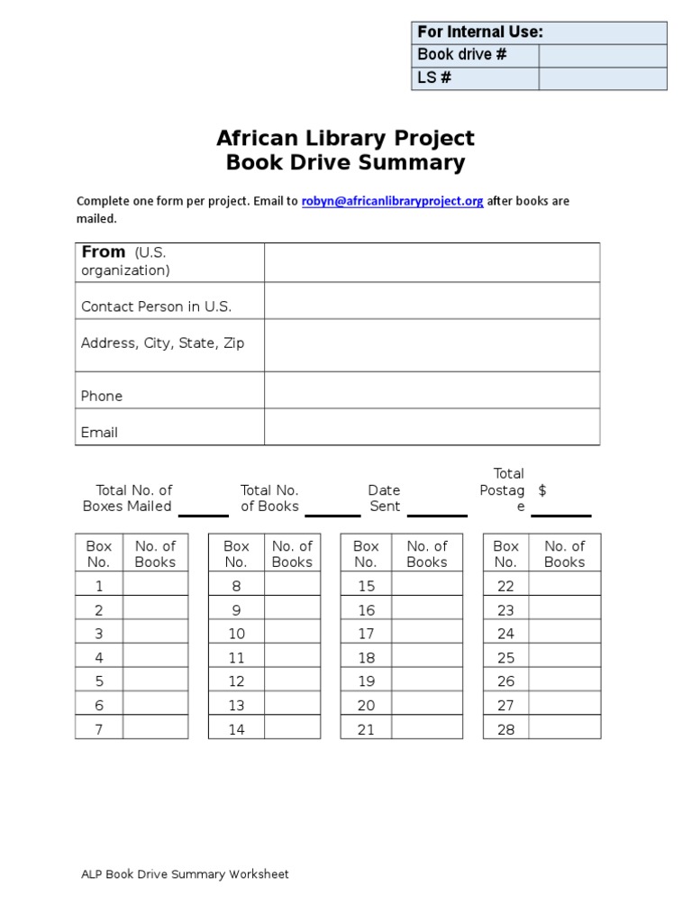 African Library Project Book Drive Summary | PDF