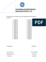 Informe de Entrega de Certificados de Calibración