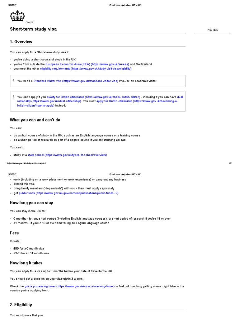 Short Term Study Visa Gov Pdf Travel Visa Behavior Modification
