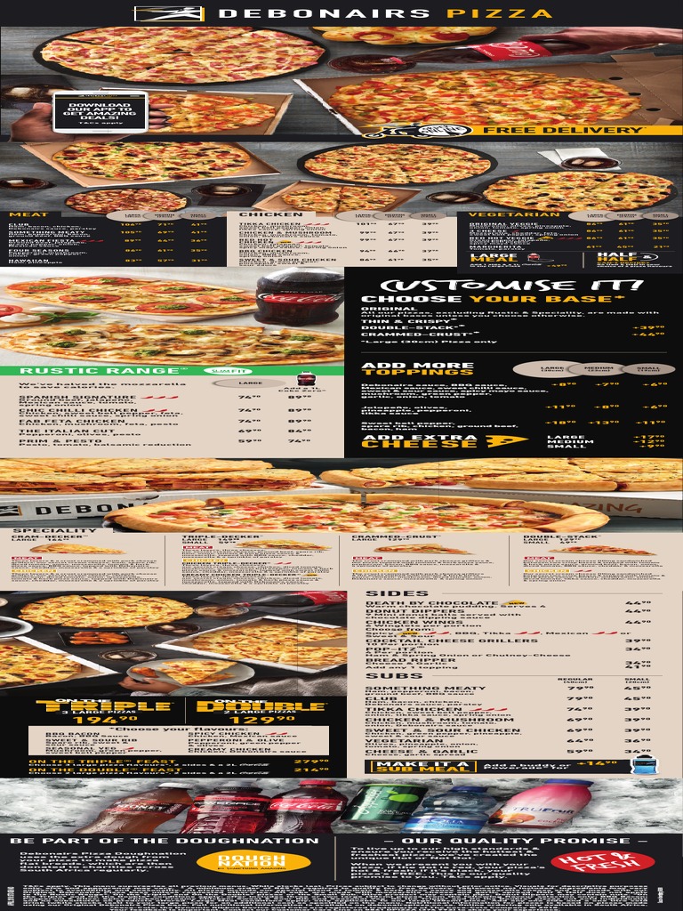 Debonairs Pizza 2018 Menu GEN Pizza Mexican Cuisine Free 30day