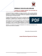 2 Np Jee Chincha Recibió 180 Solicitudes de Inscripción de Listas