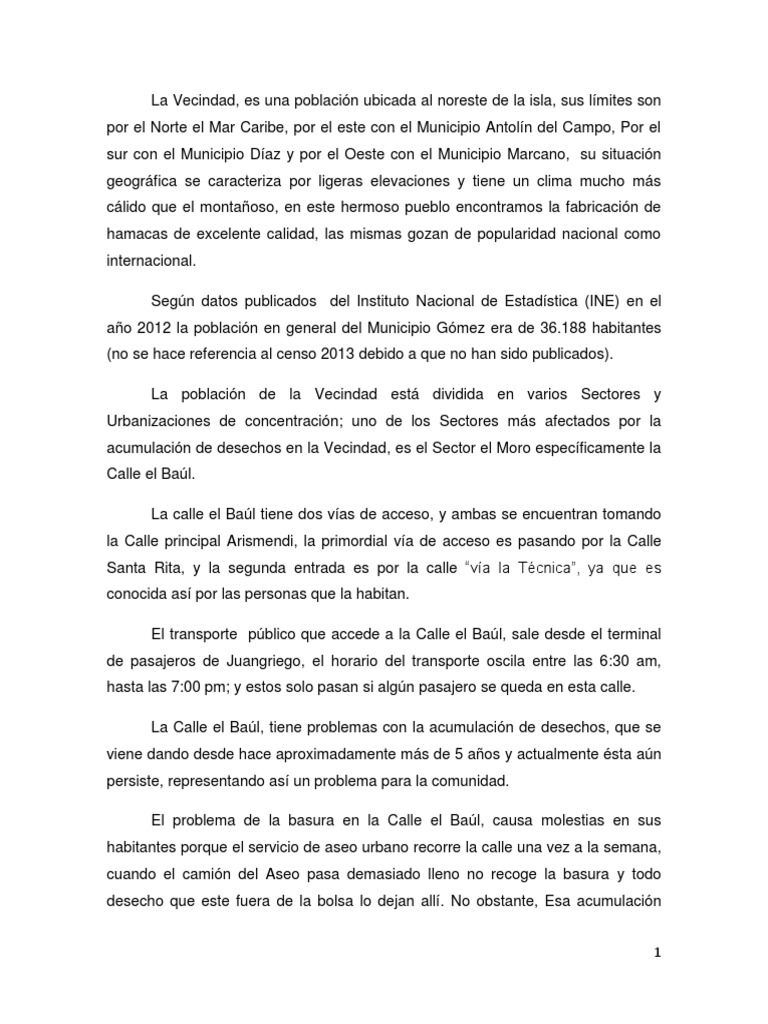 Problemas de basura en Calle el Baúl | PDF | Residuos | Contaminación