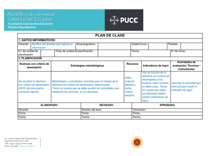 Formato de Plan de Clase Universitario | PDF | Cambio | Maestros