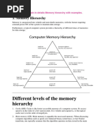 Different Levels of The Memory Hierarchy