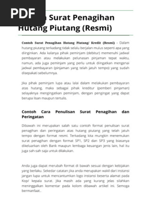 Contoh Surat Penagihan Hutang Piutang Resmipdf