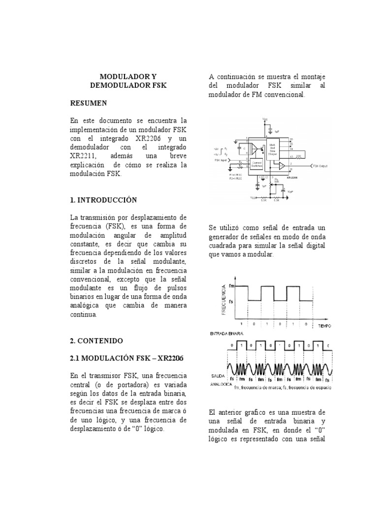 Modulador Y Demodulador FSK Resumen | PDF | Modulación | Radiodifusión