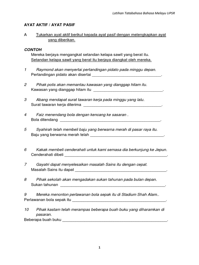 Ayat Aktif Ayat Pasif Pdf