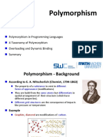 Polymorphism: Polymorphism in Programming Languages A Taxonomy of Polymorphism Overloading and Dynamic Binding