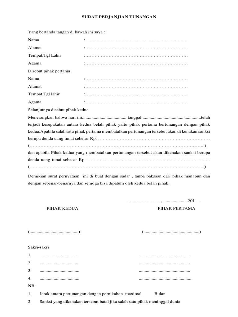 Surat Perjanjian Tunangan Pdf