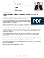 Peulich Media Release - Labor Fails To Honour Frontline Services in Casey