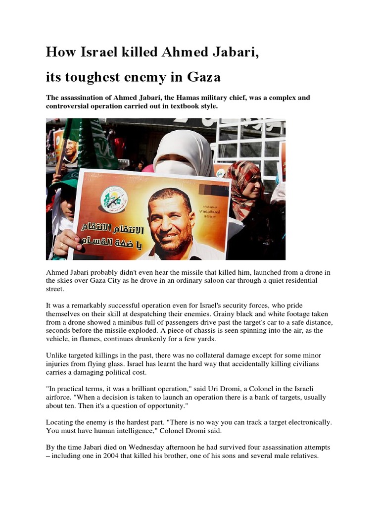 Assassination of Ahmed Jabari in Gaza | PDF | Hamas | Gaza Strip
