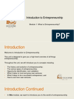 Introduction To Entrepreneurship: Module 1: What Is Entrepreneurship?