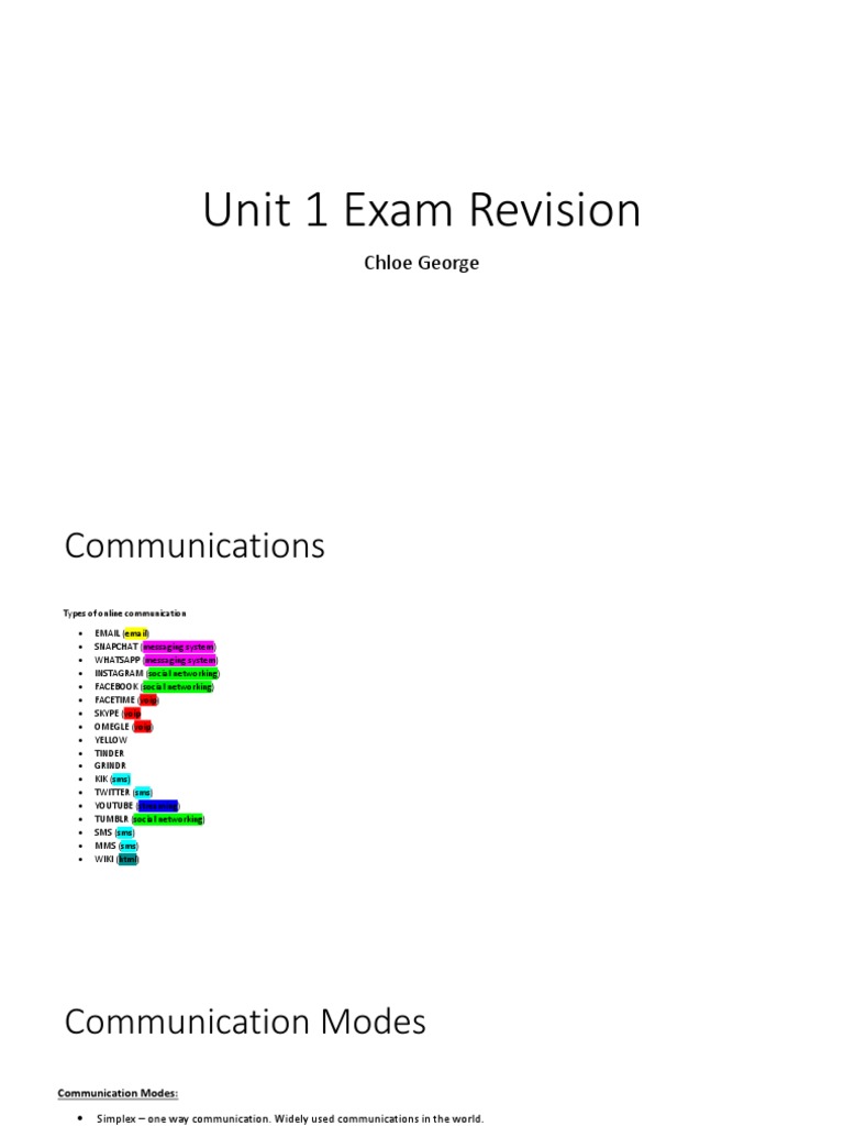 Unit 1 Exam Revision | PDF