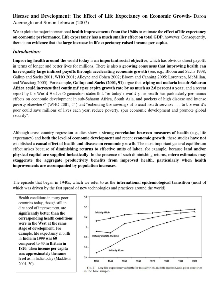 Disease and Development | PDF | Life Expectancy | Economic Growth