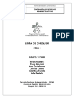 Lista de Chequeo: Diagnóstico Procesos Administrativos