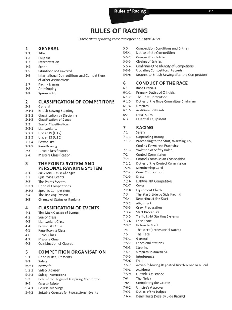 Rules of Racing Final 7.3.17 PDF Rowing (Sport) Rowing