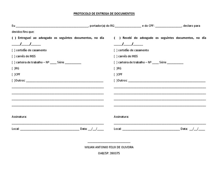 Protocolo De Entrega De Documentos