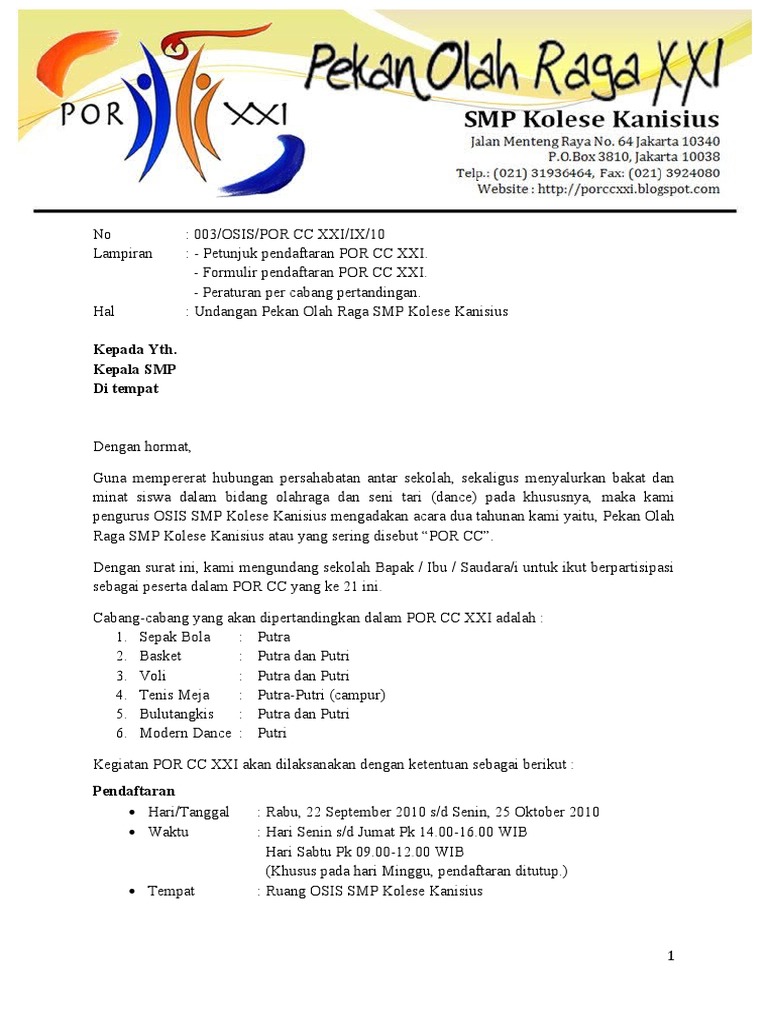 Surat Undangan Por Cc Xxi
