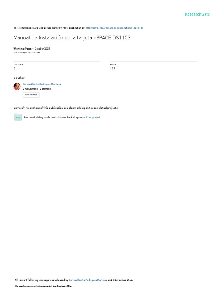Installation and Configuration Guide for the dSPACE DS1103 Control ...