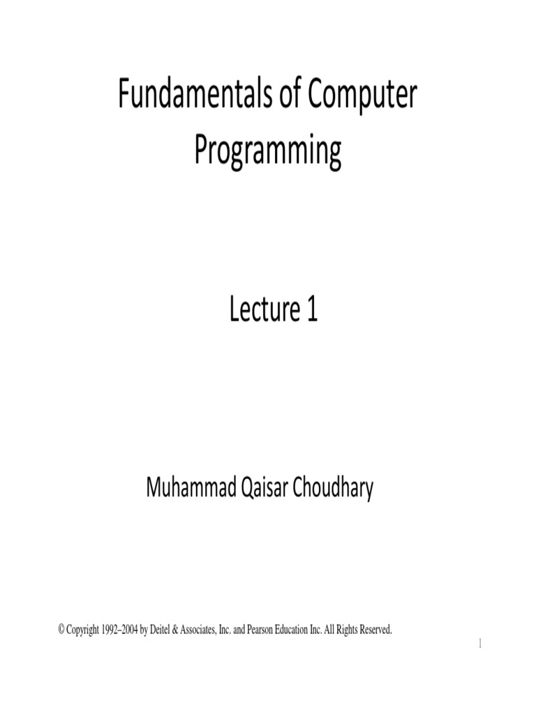 Fundamentals of Computer Programming: Muhammad Qaisar Choudhary | PDF ...