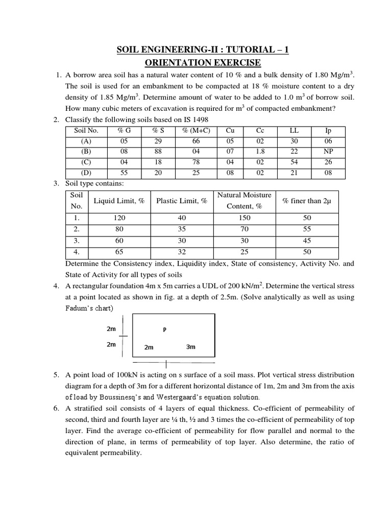 Tutorial-1 - Weight Volume Relationships | PDF | Soil | Soil Mechanics