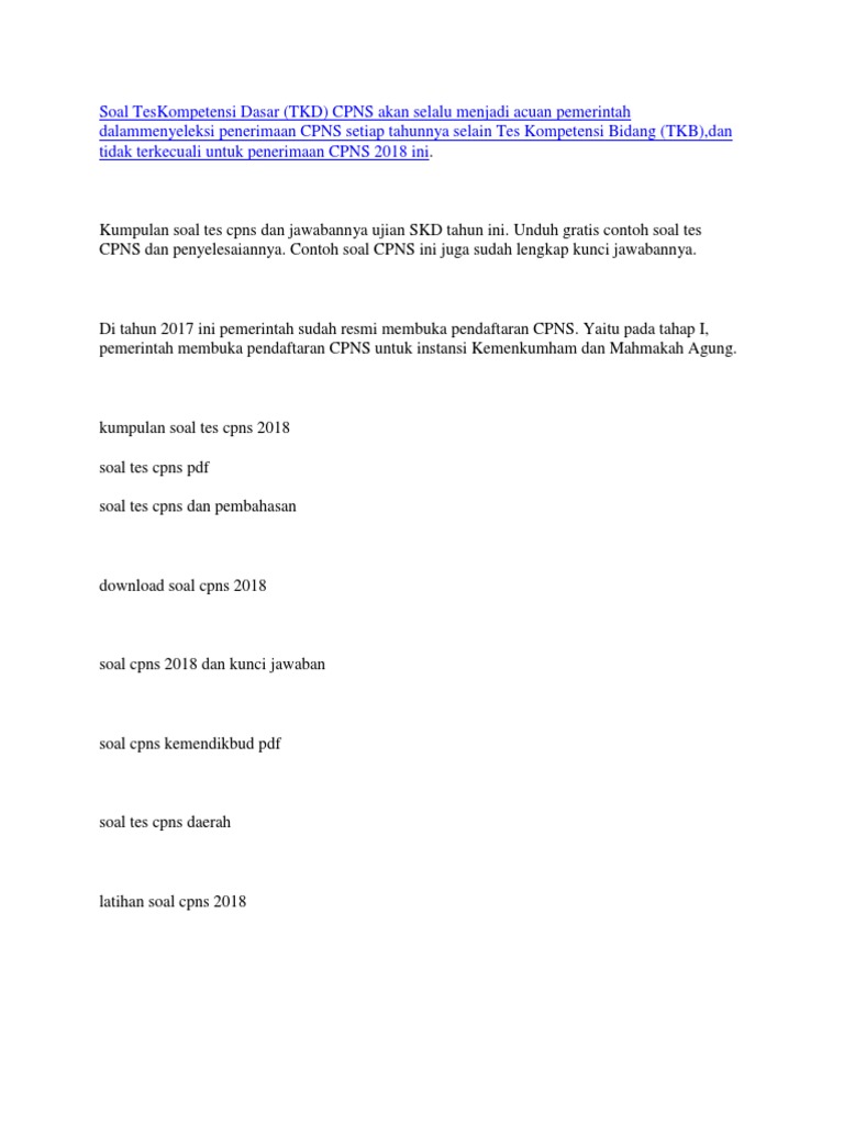 Contoh Soal Tes Cpns