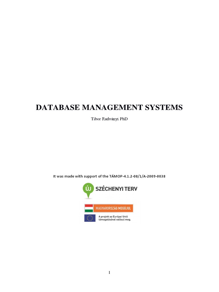 Database Management Systems: Tibor Radványi PHD | PDF | Databases ...