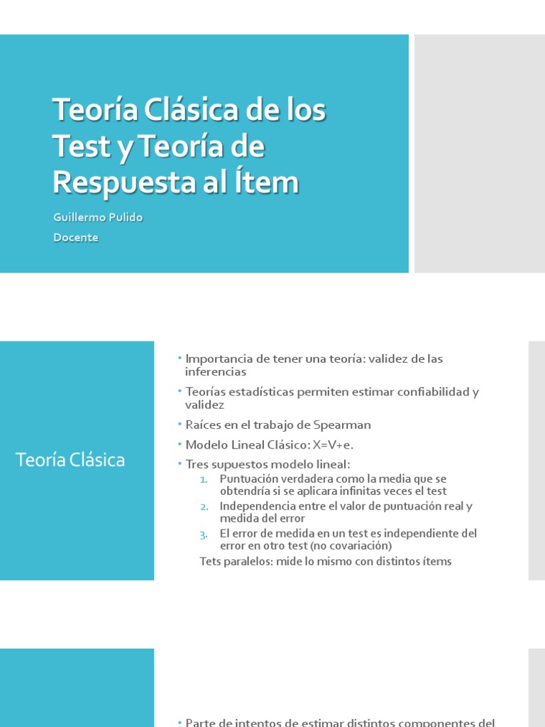 Teoría Clásica de Los Test y Teoría de Respuesta La Item