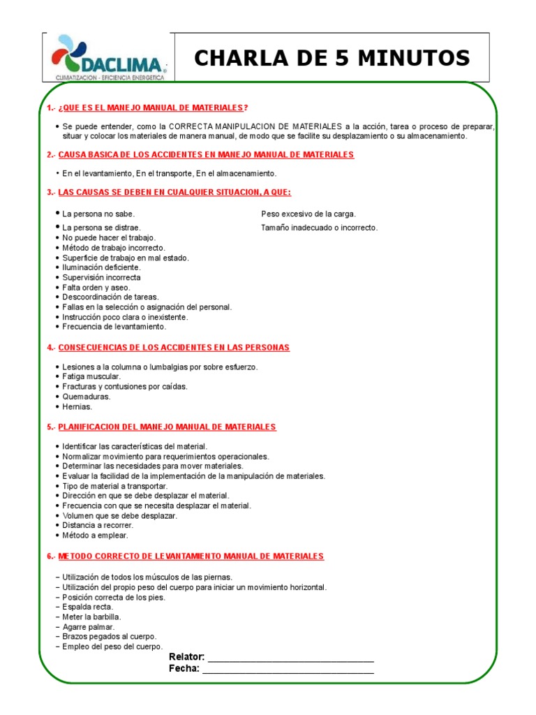 Manejo Manual de Materiales | PDF