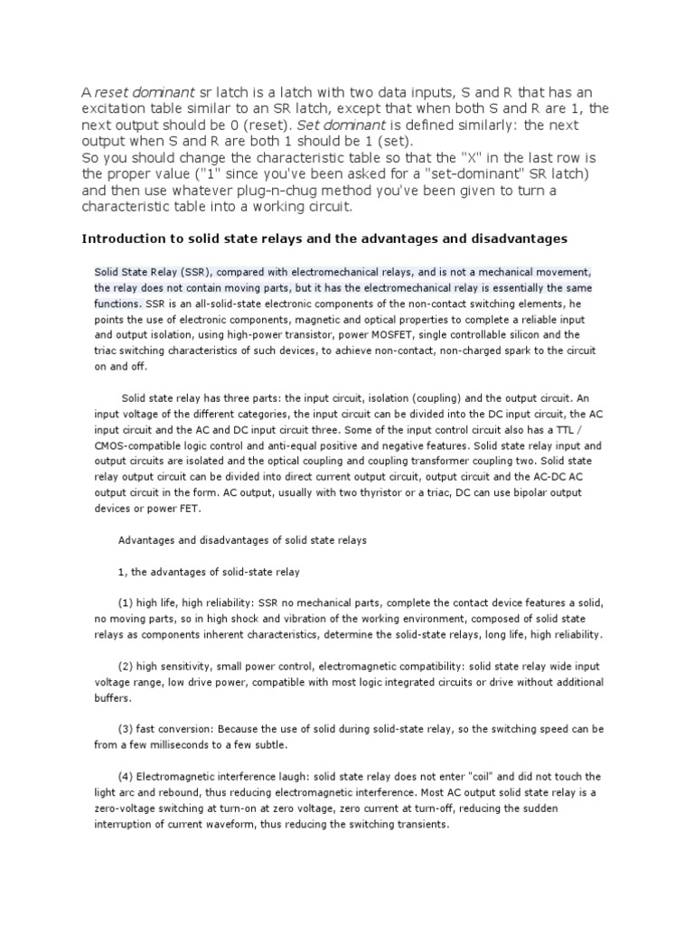 Introduction To Solid State Relays and The Advantages and Disadvantages