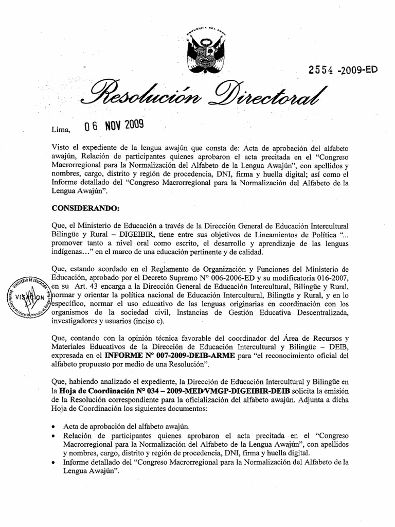 Alfabeto de La Lengua Awajún PDF