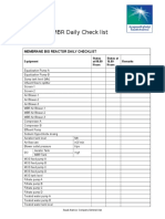 MBR Daily Check List: Membrane Bio Reactor Daily Checklist