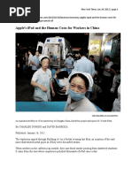 Apple' Ipad and The Human Costs For Workers in China - NYT Jan 26, 2012