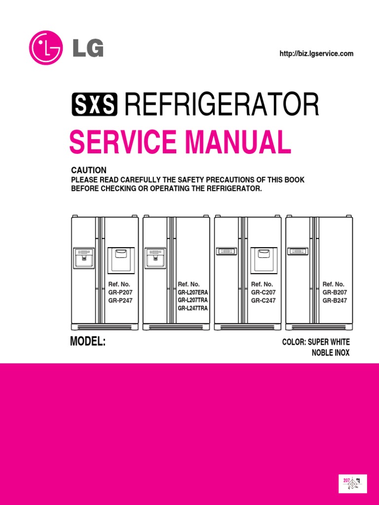 ServiceManuals LG Fridge GRB207NI GR-B207NI Service Manual | Refrigerator |  Leak