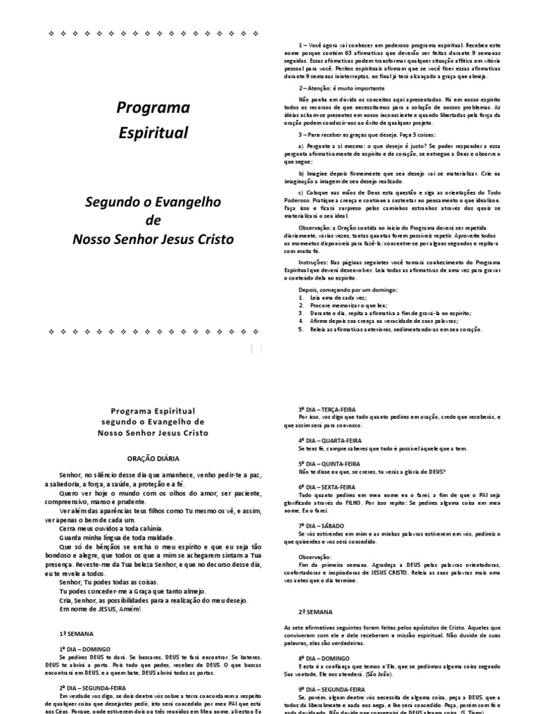 Programa espiritual de 63 afirmativas para transformar situações ...
