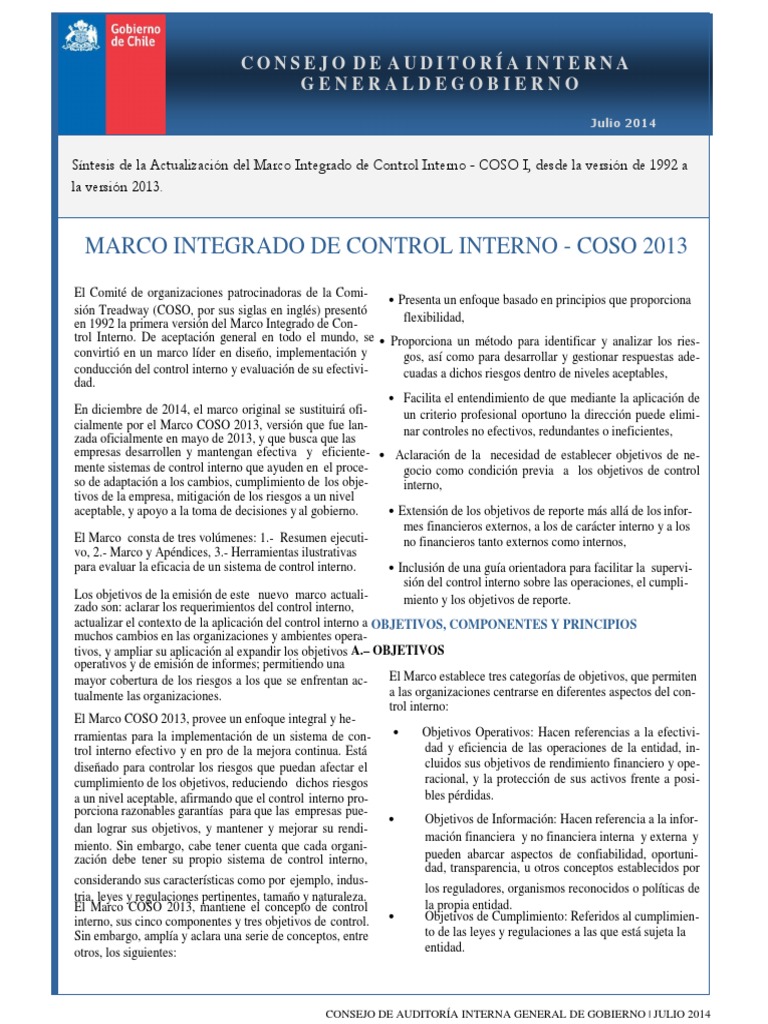 Actualización del Marco COSO 2013 | PDF | Auditoría | Sistema de control